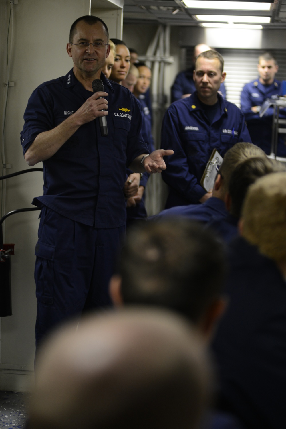 Vice Adm. Chuck Michel visits CGC Stratton in the Arctic