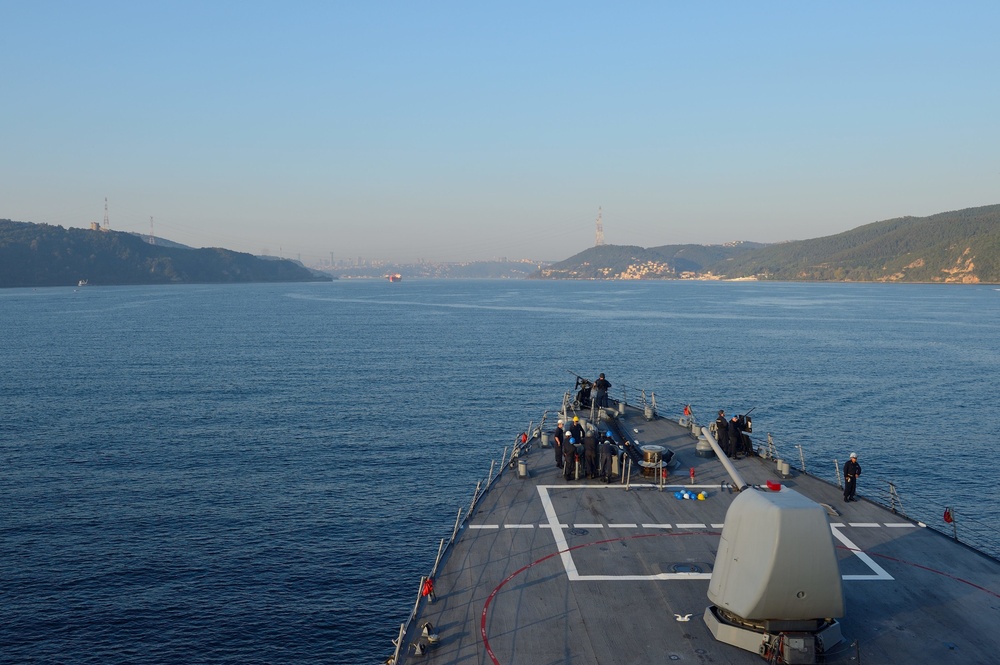 USS Ross departs the Black Sea