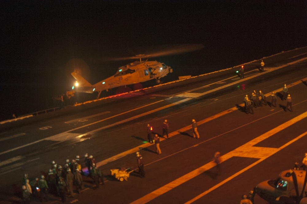 USS Carl Vinson conducts search and rescue operations for missing F/A-18 Hornet pilot