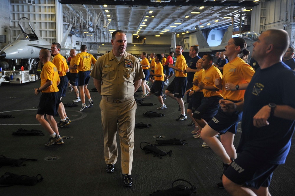 USS Nimitz 9/11 memorial workout
