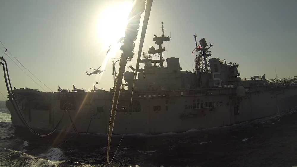 USS Bataan replenishment at sea