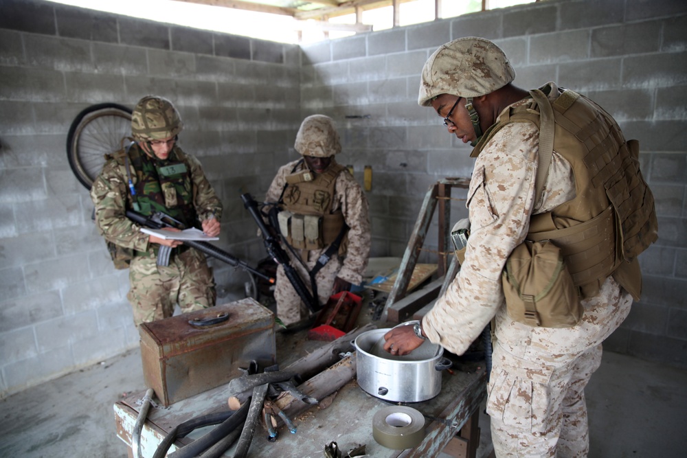 Marines, British soldiers practice tactical site exploitation during Exercise Phoenix Odyssey