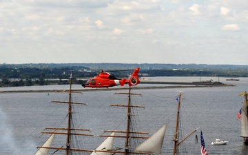 Coast Guard Cutter Eagle departs Baltimore’s Inner Harbor following the Star-Spangled Spectacular event