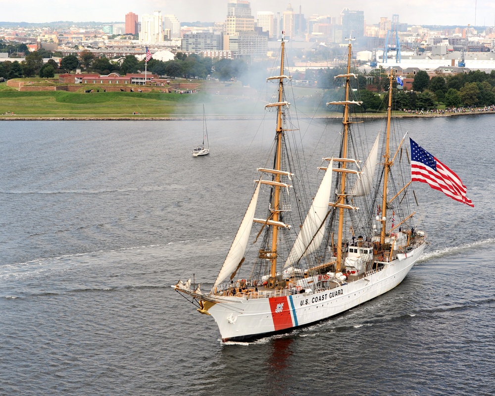 US Coast Guard barque Eagle departs from Baltimore's Star-Spangled Spectacular