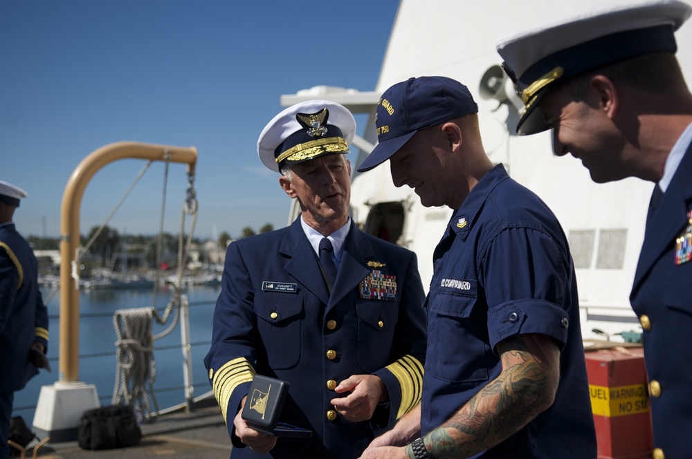 Coast Guard commandant recognizes service member for role in drug busts