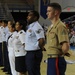 USA Women's Basketball Team receive dog tags from service members