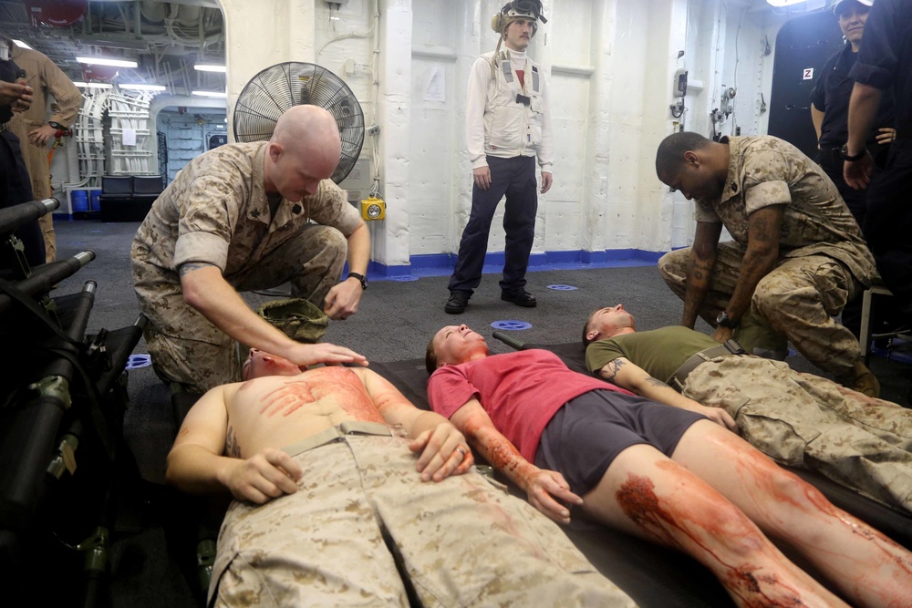Marines and sailors participate in Mass Cas drill