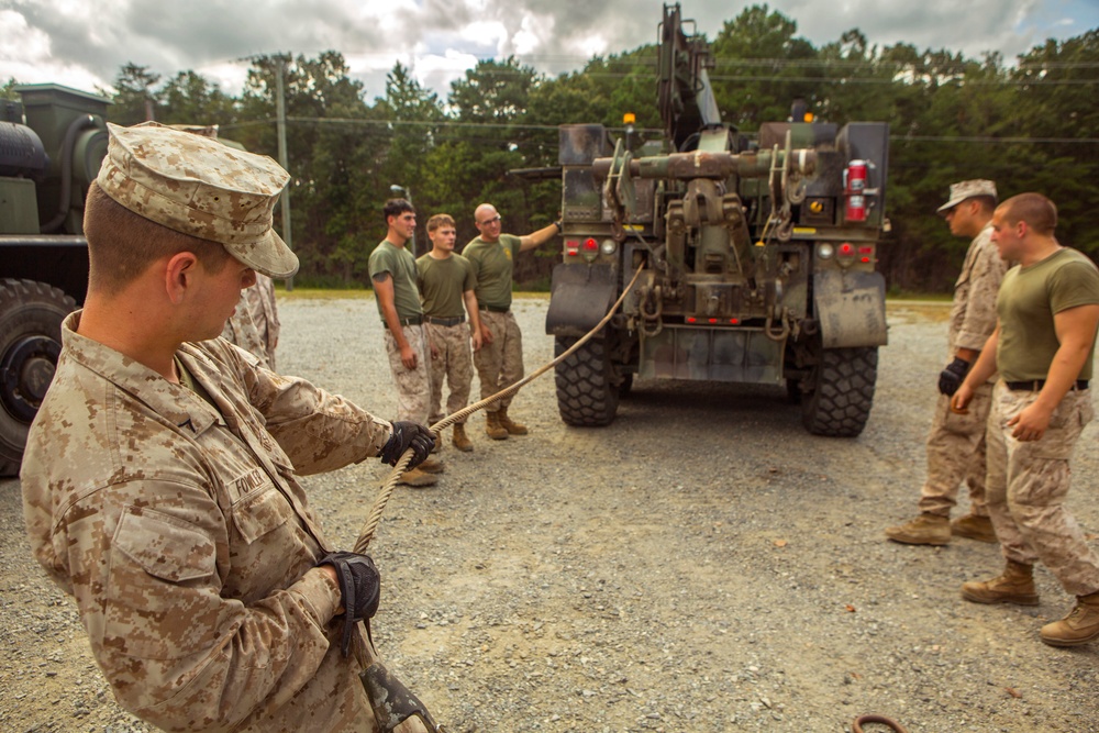 CLR-2 Marines receive class on towing vehicles at Fort A.P. Hill