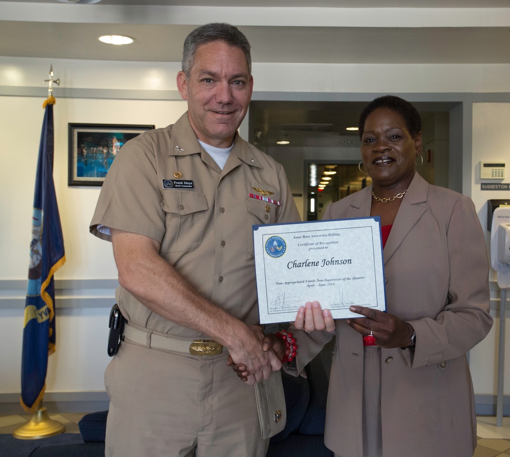 Commander of Joint Base Anacostia-Bolling recognizes quarterly award winners for April to June 2014 period