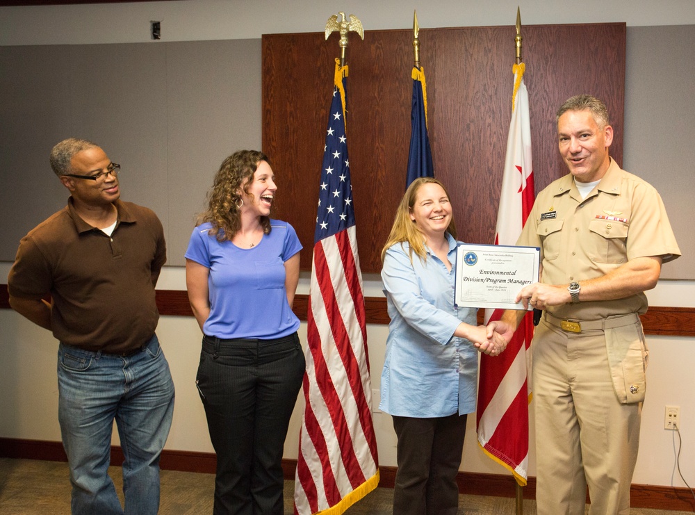 Commander of Joint Base Anacostia-Bolling recognizes quarterly award winners for April to June 2014 period