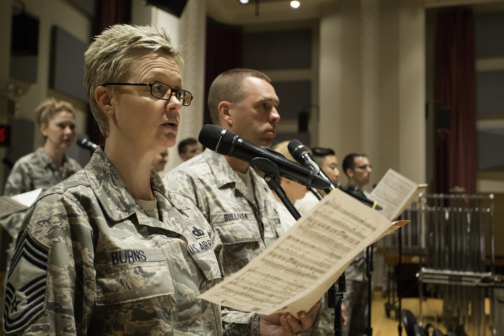 US Air Force Band rehearses for upcoming performances honoring U.S. Air Force birthday celebrations
