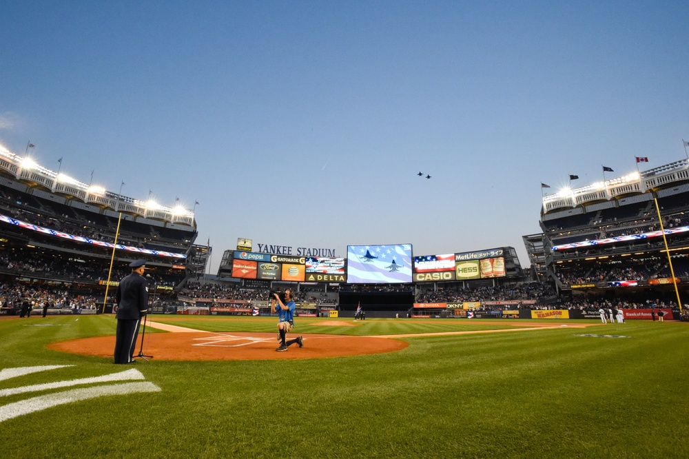 Flyover at Yankee Stadium for US Air Force's 67th birthday