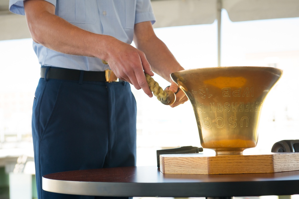 Ceremonious ringing of Coast Guard cutter's bell