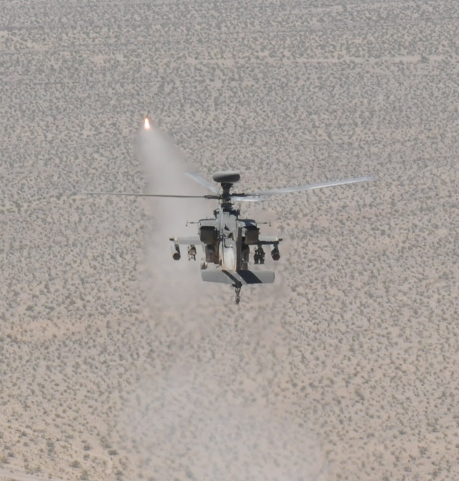 Task Force Apocalypse Apache Longbow shoots Hellfire missiles