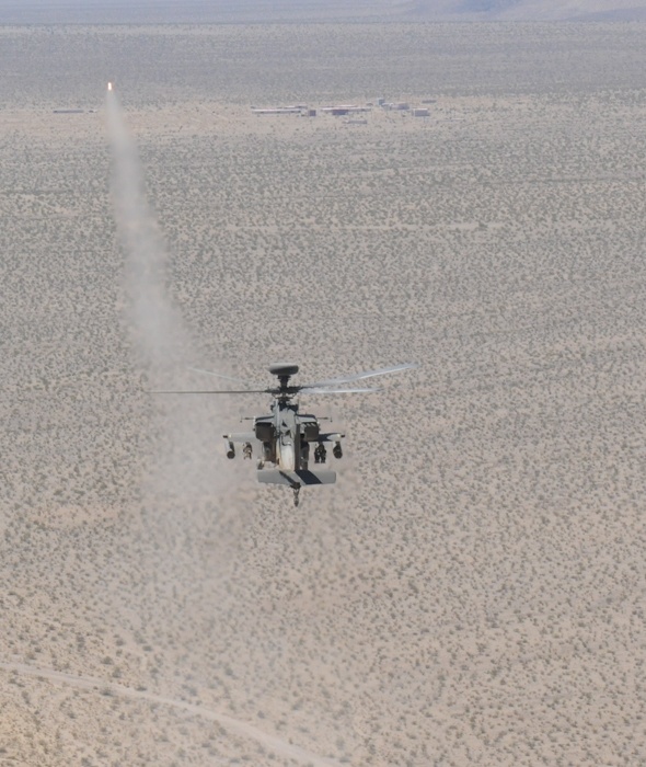 Task Force Apocalypse Apache Longbow fires a Hellfire missile