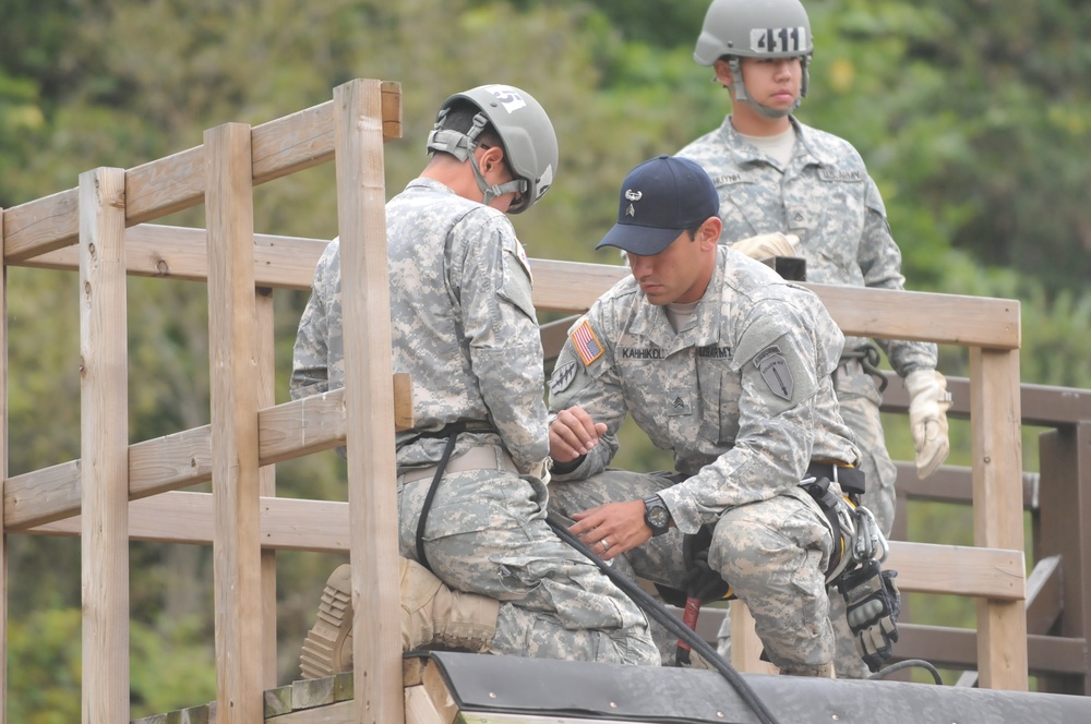 Air Assault school students practice rappelling