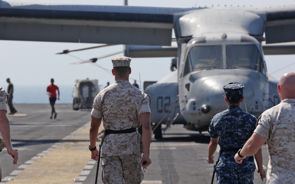 22 MEU corporals course holds sword, guidon test aboard Bataan