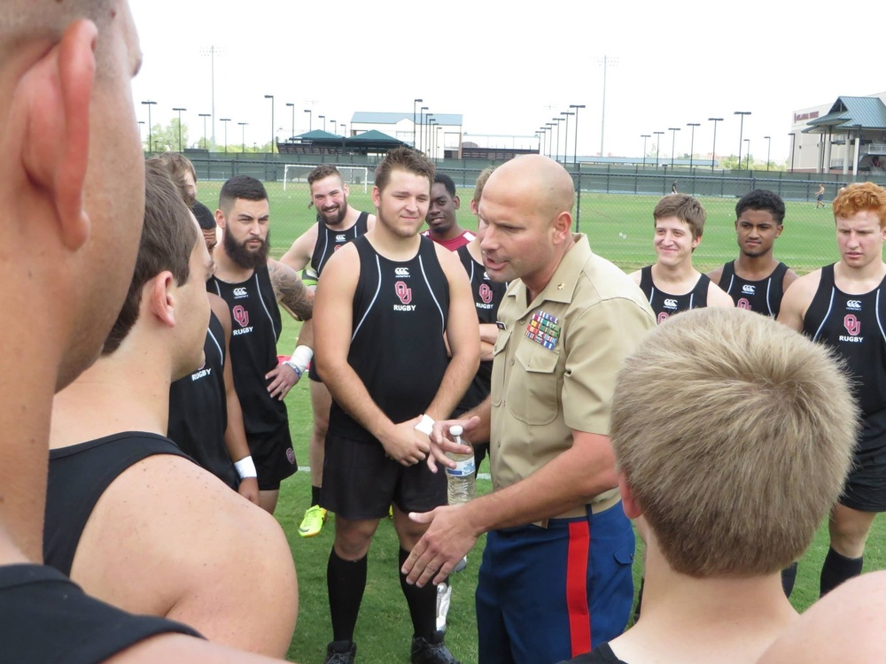 Recruiting Station Commanding Officer Motivates Local University Club Team