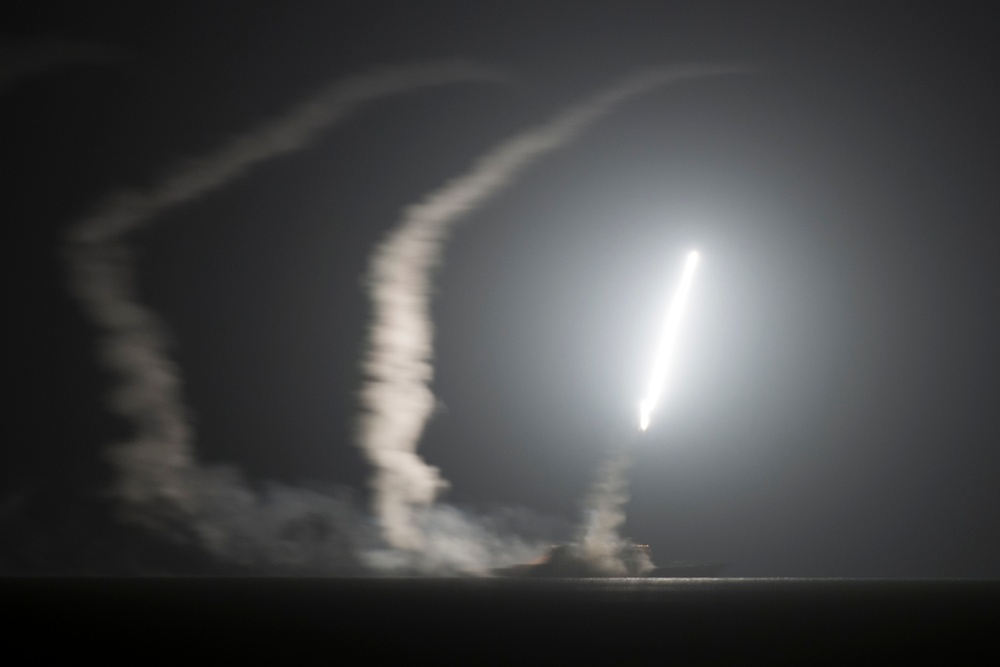 USS Philippine Sea launches a Tomahawk cruise missile