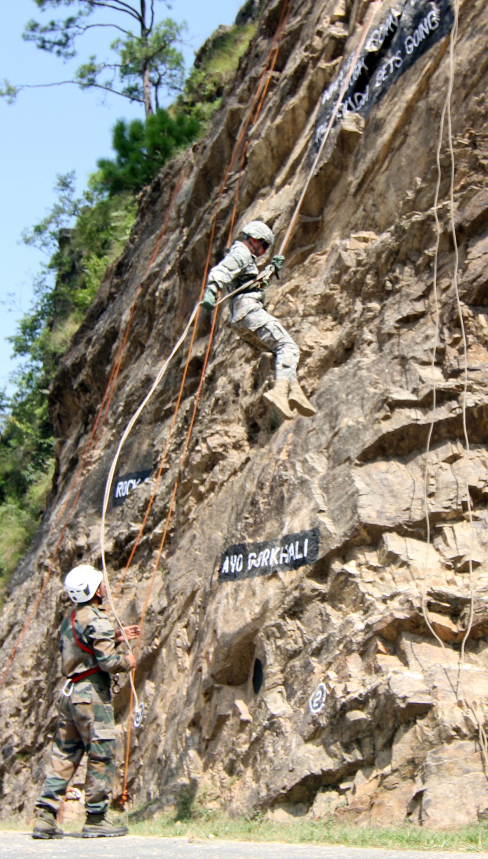 U.S. Soldiers rock climb in Himalayas