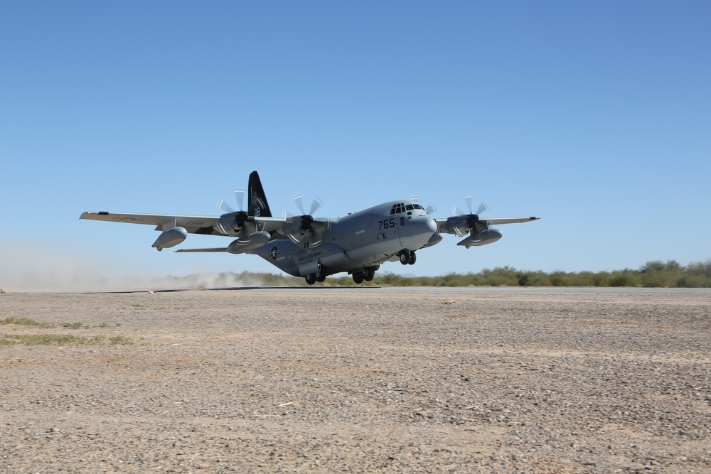 MMT Marines Prepare Runway for C-130 Touch and Take Off Exercise