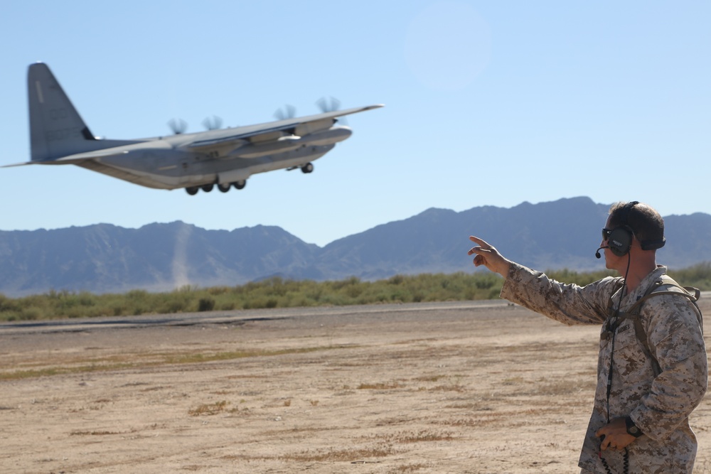 MMT Marines Prepare Runway for C-130 Touch and Take Off Exercise