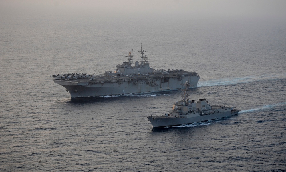 USS Bataan and USS Roosevelt photo exercise