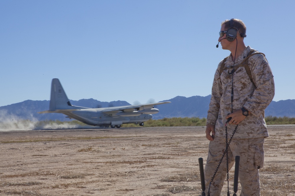 MMT Marines Prepare Runway for C-130 Touch and Take Off Exercise