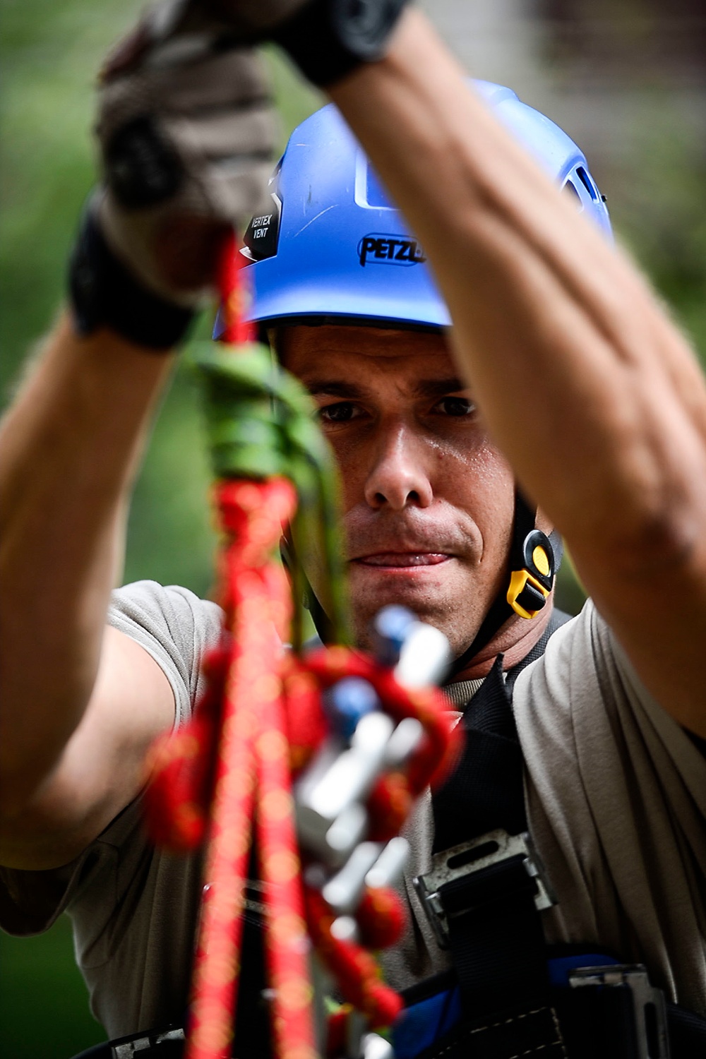 Air Force firefighters receive high angle rescue training