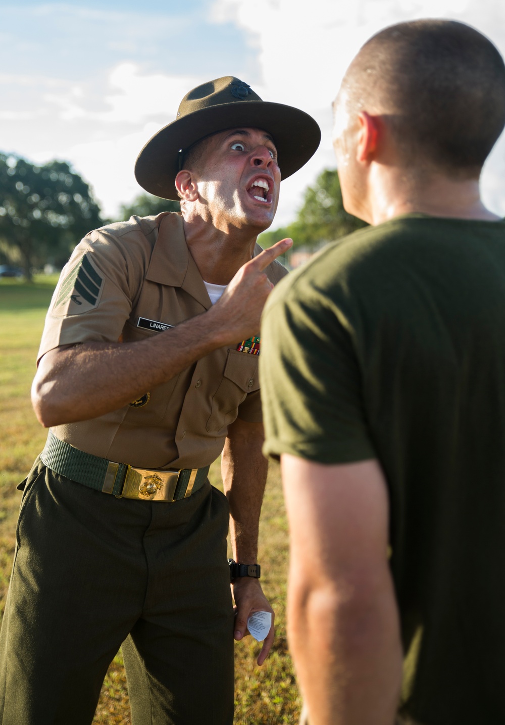 Marine recruits develop unit cohesion through close-order drill on Parris Island