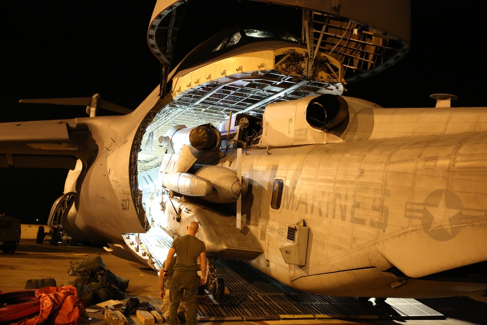 MRF-D's ACE loads CH-53E Super Stallions onto a C-5 Galaxy
