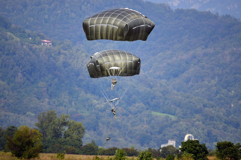 Airborne Operation 173rd Airborne Brigade at Juliet Drop Zone in Pordenone, Italy