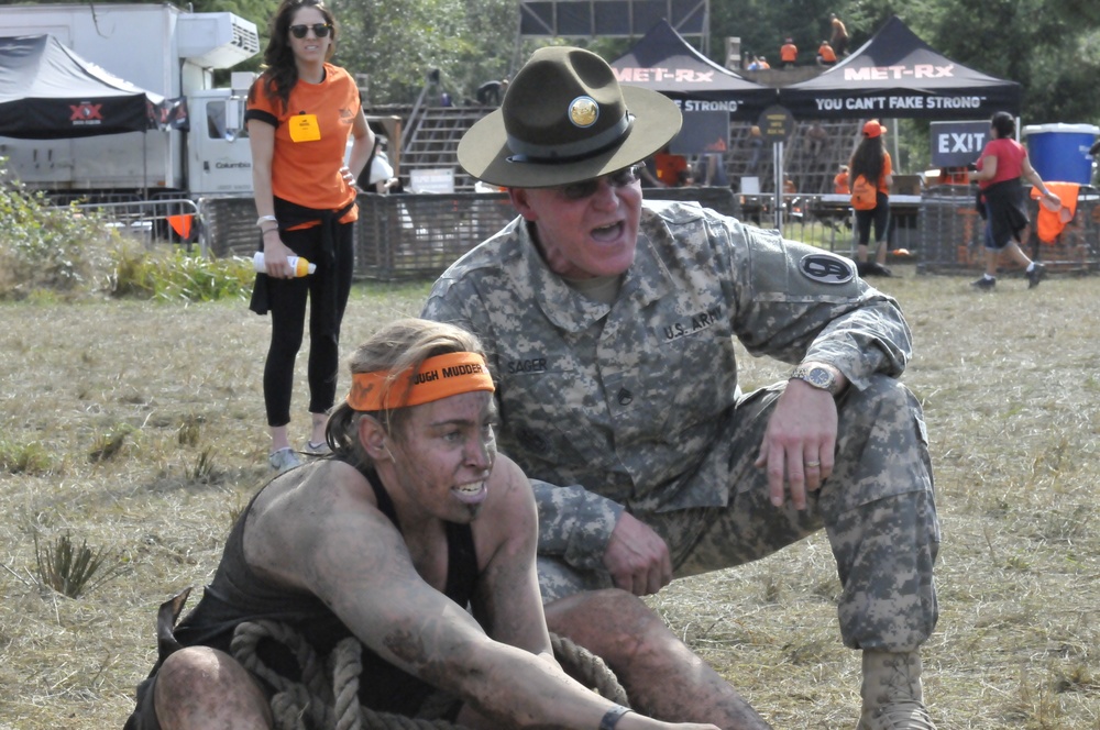 Drill Sergeant motivates Tough Mudder competitors
