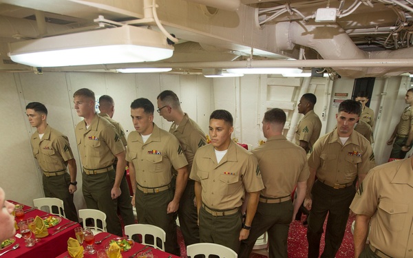 Corporal course Marines hold mess night aboard Mesa Verde