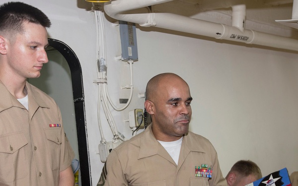 Corporal course Marines hold mess night aboard Mesa Verde