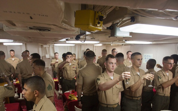 Corporal course Marines hold mess night aboard Mesa Verde