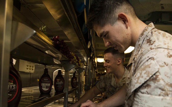 MEU Marines enjoy ice cream social aboard USS Gunston Hall