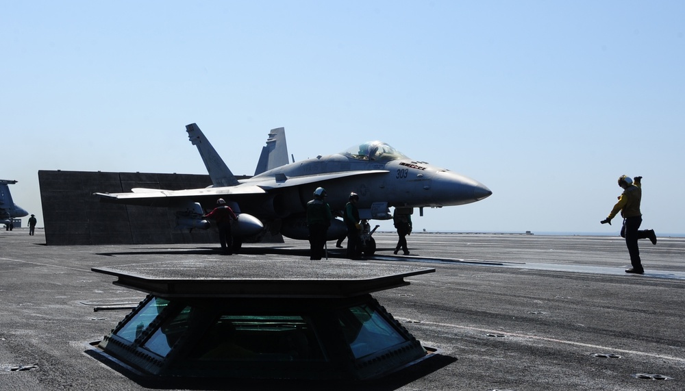 USS George HW Bush is supporting maritime security operations and theater security cooperation efforts in the US 5th Fleet area of responsibility