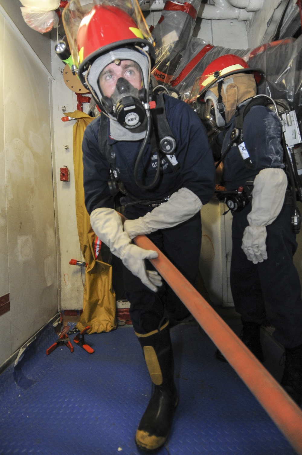 USS Abraham Lincoln firefighting drill