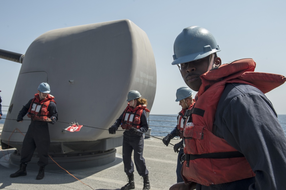 USS Philippine Sea is deployed as part of the George H.W. Bush Carrier Strike Group in support of maritime security operations, theater security cooperation efforts and missions