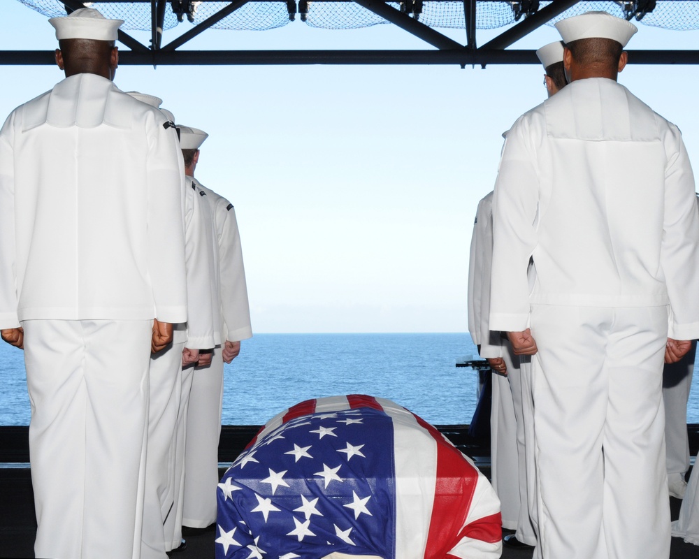 USS Bataan burial at sea