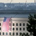 Flag unfurled on side of pentagon