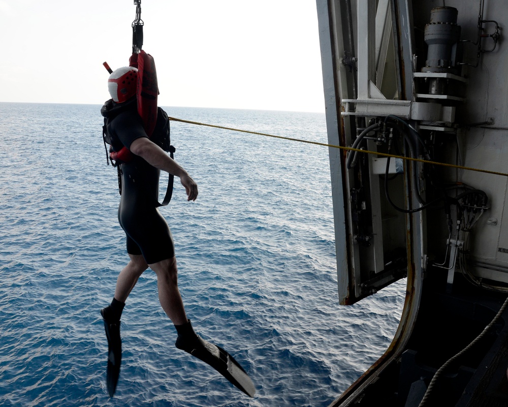 USS Mesa Verde man overboard drill