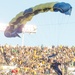 Leap Frogs member parachutes onto the football field