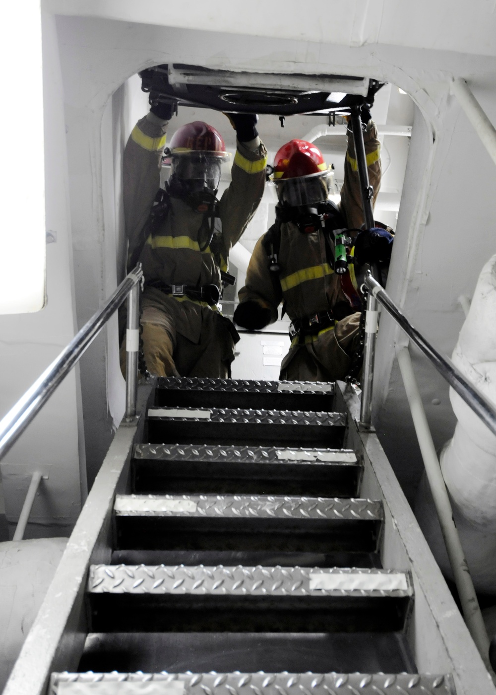 USS Blue Ridge main space fire drill