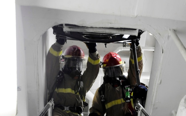 USS Blue Ridge main space fire drill