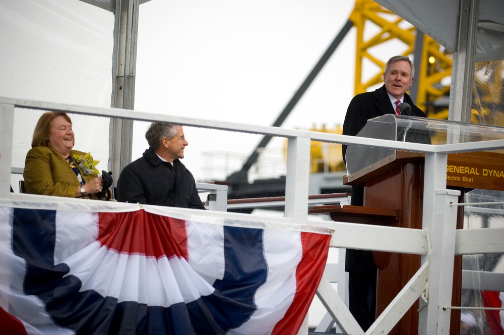 USS Missouri christening ceremony