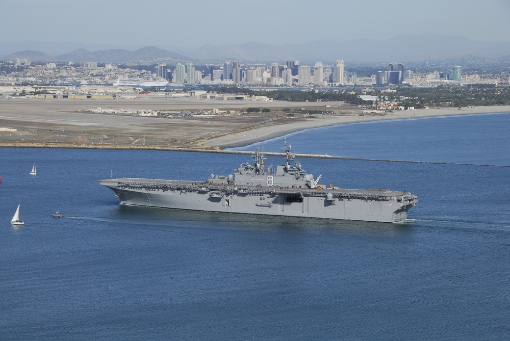 USS Makin Island sails into San Diego Harbor