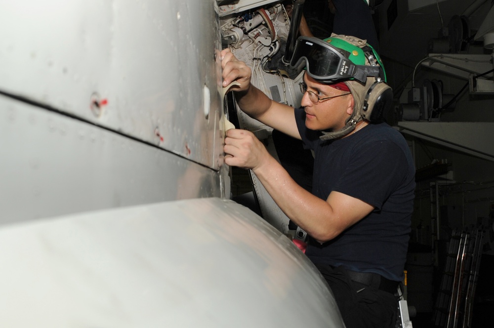 Aboard the aircraft carrier USS George H.W. Bush