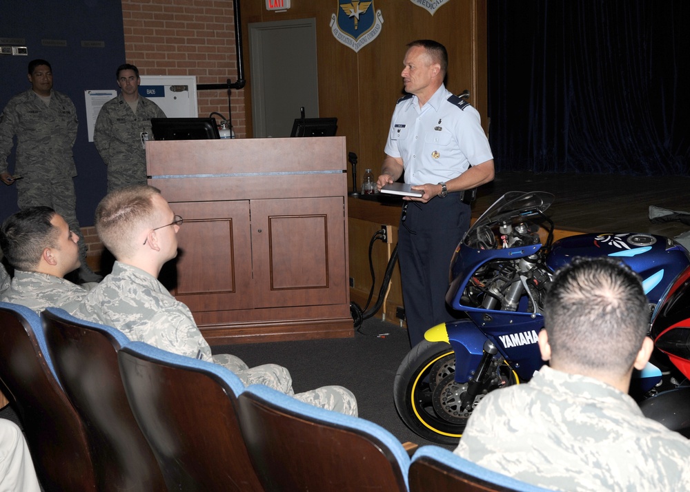 Col McClain briefs motorcycle safety